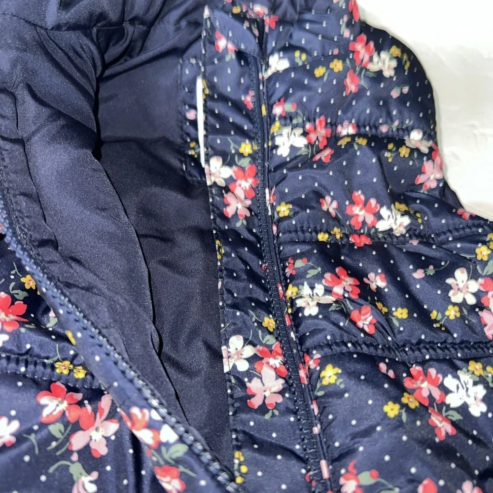 Baby Gap | Girls | 12-18 Months | Navy Floral Puffer Vest | Water Resistant